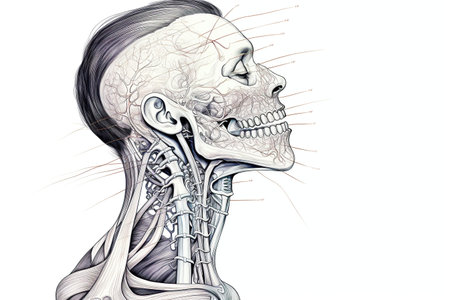 Nervous system retro drawing , offering educational insights for students, medical professionals,white background,Generated with AIの素材
