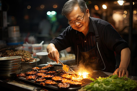 Street Food Delights: Delicious Chinese street food stalls offer a wide array of culinary delights. Generated with AIの素材