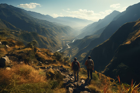 Travelers exploring tourist destinations around the world, capturing the beauty of diverse cultures, stunning landscapes, and iconic landmarks. Generated with AIの素材