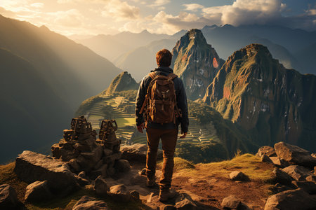 Travelers exploring tourist destinations around the world, capturing the beauty of diverse cultures, stunning landscapes, and iconic landmarks. Generated with AIの素材