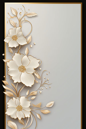 Elegant Wedding Invitation Card: A sophisticated card with gold embossing and delicate floral motifs.Generated with AIの素材