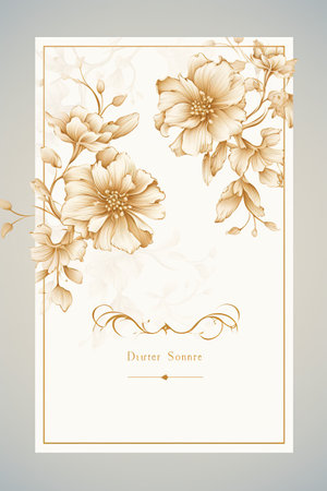 Elegant Wedding Invitation Card: A sophisticated card with gold embossing and delicate floral motifs.Generated with AIの素材