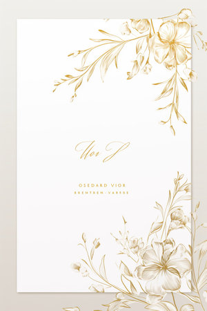 Elegant Wedding Invitation Card: A sophisticated card with gold embossing and delicate floral motifs.Generated with AIの素材