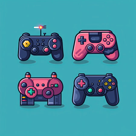 Gaming Icons: Icons featuring a game controller, joystick, and dice for gamers. Generated with AIの素材
