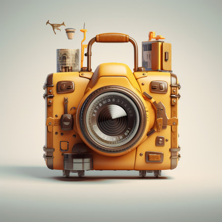 Travel Icons: Icons of a suitcase, airplane, and camera symbolizing travel and adventure.Generated with AIの素材
