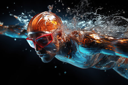 Practice Swim: Swimmers treading water as they prepare for their individual races.Generated with AIの素材