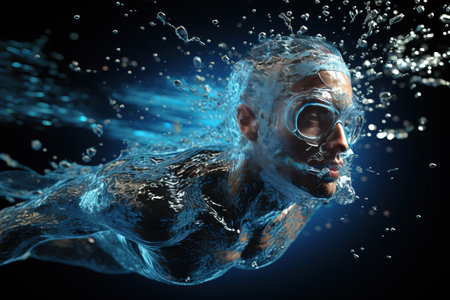 Practice Swim: Swimmers treading water as they prepare for their individual races.Generated with AIの素材