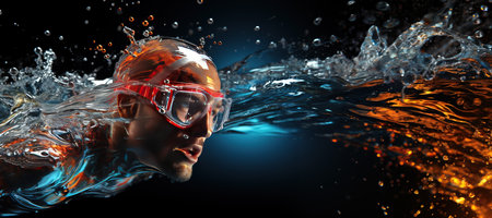 Practice Swim: Swimmers treading water as they prepare for their individual races.Generated with AIの素材