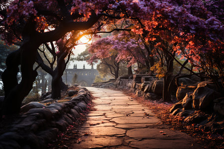 autumn through the Mystic Palette, visualize an enchanted forest scene. forest Mystic Purple color  background,の素材