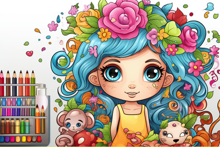 Coloring pages: Printable or digital illustrations designed for coloring with a variety of colors,Generated with AIの素材