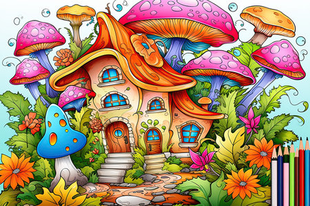 Coloring pages: Printable or digital illustrations designed for coloring with a variety of colors,Generated with AIの素材