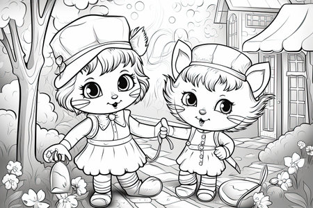 Coloring pages: Printable or digital illustrations designed for coloring with a variety of colors,Generated with AIの素材