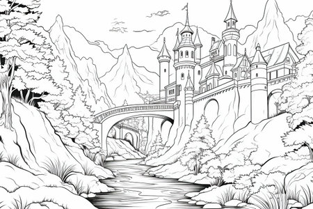 Coloring pages: Printable or digital illustrations designed for coloring with a variety of colors,Generated with AIの素材