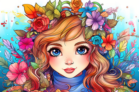 Coloring pages: Printable or digital illustrations designed for coloring with a variety of colors,Generated with AIの素材