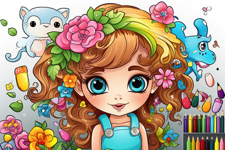 Coloring pages: Printable or digital illustrations designed for coloring with a variety of colors,Generated with AIの素材