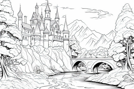 Coloring pages: Printable or digital illustrations designed for coloring with a variety of colors,Generated with AIの素材