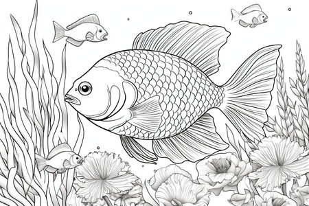 Coloring pages: Printable or digital illustrations designed for coloring with a variety of colors,Generated with AIの素材