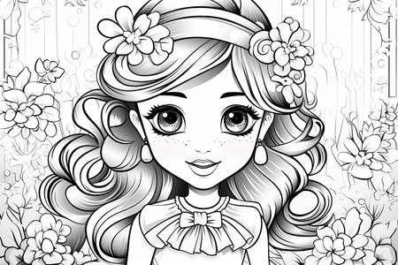 Coloring pages: Printable or digital illustrations designed for coloring with a variety of colors,Generated with AIの素材