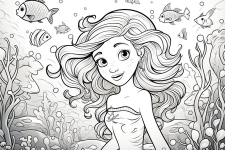 Coloring pages: Printable or digital illustrations designed for coloring with a variety of colors,Generated with AIの素材