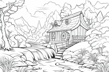 Coloring pages: Printable or digital illustrations designed for coloring with a variety of colors,Generated with AIの素材