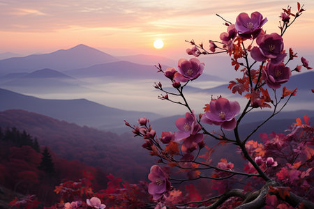 autumn through the Mystic Palette, visualize an enchanted forest scene. forest Mystic Purple color  background,の素材