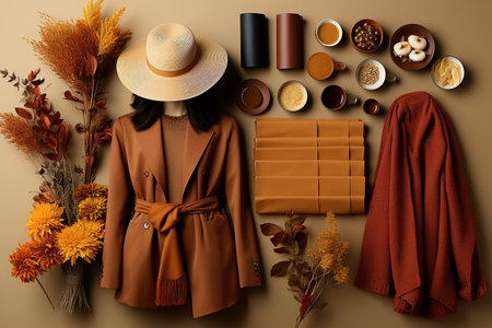 Earthy Brown for autumn might showcase the rich, earth-toned colors of the season. Generated with AIの素材