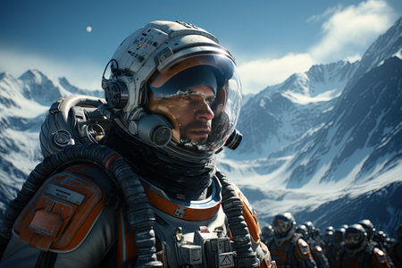 Space Exploration Astronauts on a distant planet surface representing explore the cosmos. Generated with AIの素材
