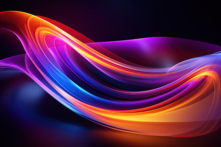 vibrant and colorful abstract shapes glowing ultraviolet spectrum featuring curvy neon lines.Generated with AIの素材
