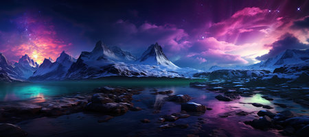 Aurora Borealis: A dazzling display of the Northern Lights, painting the night sky with vibrant colors.Generated with AIの素材