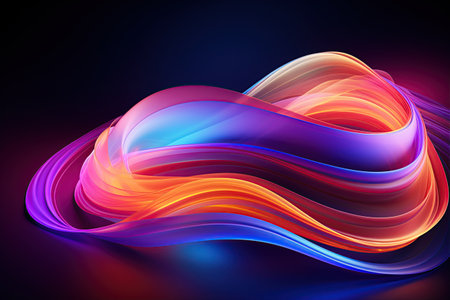 vibrant and colorful abstract shapes glowing ultraviolet spectrum featuring curvy neon lines.Generated with AIの素材