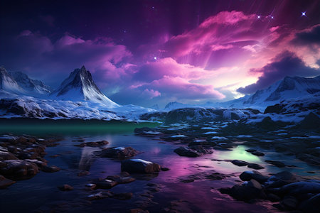 Aurora Borealis: A dazzling display of the Northern Lights, painting the night sky with vibrant colors.Generated with AIの素材