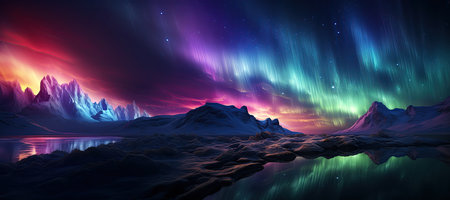 Aurora Borealis: A dazzling display of the Northern Lights, painting the night sky with vibrant colors.Generated with AIの素材
