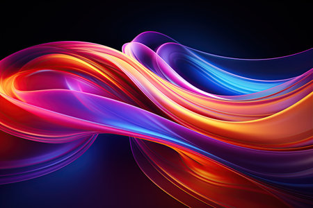 vibrant and colorful abstract shapes glowing ultraviolet spectrum featuring curvy neon lines.Generated with AIの素材