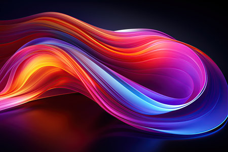 vibrant and colorful abstract shapes glowing ultraviolet spectrum featuring curvy neon lines.Generated with AIの素材