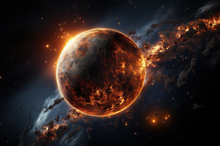 Exoplanets: An artistic representation of distant exoplanets orbiting a distant star.Generated with AIの素材