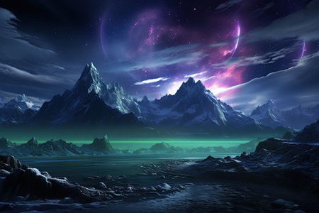 Aurora Borealis: A dazzling display of the Northern Lights, painting the night sky with vibrant colors.Generated with AIの素材