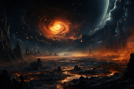 Black Hole swirling, massive black hole devouring everything around it.Generated with AIの素材