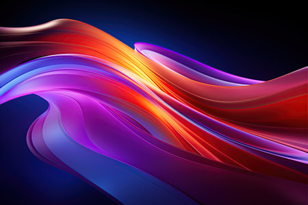 vibrant and colorful abstract shapes glowing ultraviolet spectrum featuring curvy neon lines.Generated with AIの素材