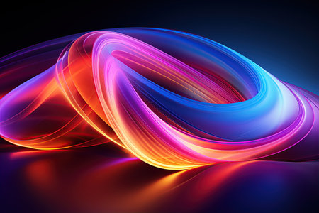 vibrant and colorful abstract shapes glowing ultraviolet spectrum featuring curvy neon lines.Generated with AIの素材
