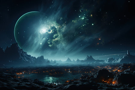 Exoplanets: An artistic representation of distant exoplanets orbiting a distant star.Generated with AIの素材