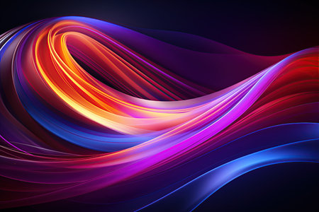 vibrant and colorful abstract shapes glowing ultraviolet spectrum featuring curvy neon lines.Generated with AIの素材