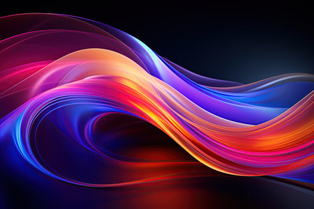 vibrant and colorful abstract shapes glowing ultraviolet spectrum featuring curvy neon lines.Generated with AIの素材
