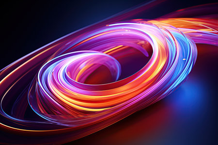 vibrant and colorful abstract shapes glowing ultraviolet spectrum featuring curvy neon lines.Generated with AIの素材