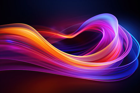 vibrant and colorful abstract shapes glowing ultraviolet spectrum featuring curvy neon lines.Generated with AIの素材