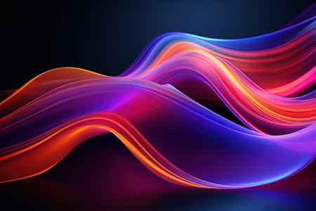 vibrant and colorful abstract shapes glowing ultraviolet spectrum featuring curvy neon lines.Generated with AIの素材