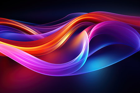 vibrant and colorful abstract shapes glowing ultraviolet spectrum featuring curvy neon lines.Generated with AIの素材