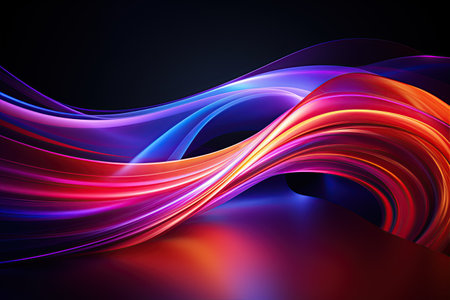 vibrant and colorful abstract shapes glowing ultraviolet spectrum featuring curvy neon lines.Generated with AIの素材
