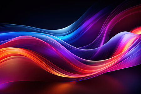 vibrant and colorful abstract shapes glowing ultraviolet spectrum featuring curvy neon lines.Generated with AIの素材
