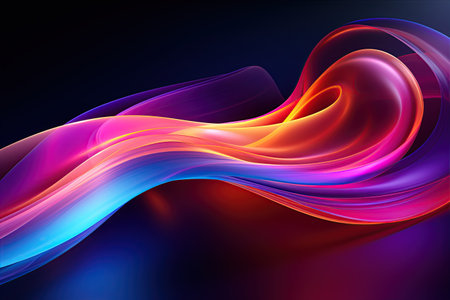 vibrant and colorful abstract shapes glowing ultraviolet spectrum featuring curvy neon lines.Generated with AIの素材