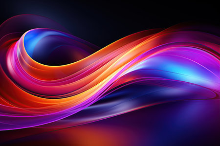 vibrant and colorful abstract shapes glowing ultraviolet spectrum featuring curvy neon lines.Generated with AIの素材